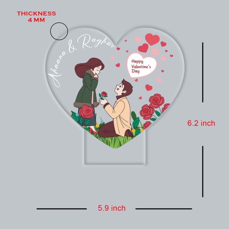 Personalized Happy Valentines Day Gift for Girlfriend Boyfriend Husband Wife Customized with Name Couple Name Led Lamp Gift for Couple Warm White Light